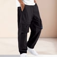 thumbnail image 2 of Pantalones cargo de pana para hombre - Corte jogger cónico - Poliéster, ropa urbana, múltiples bolsillos, tallas S-XXL, 2 of 6