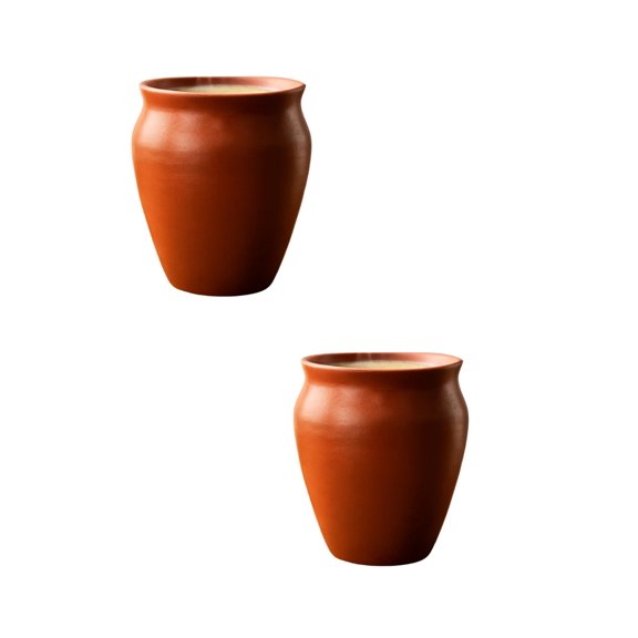 PrakRtyA: Clay Cups for Women & Men – Handcrafted Natural Terracotta Tumblers for Tea, Coffee & Water – Eco-Friendly Mitti Earthenware Mugs (Pack of 2, Style 2)