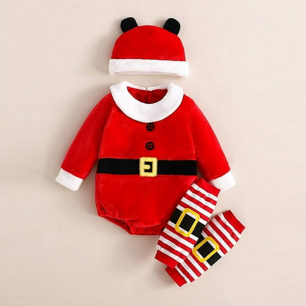 Traje de Papá Noel para bebé recién nacido 2024, mameluco navideño, disfraces de Papá Noel para niños y niñas