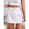 thumbnail image 6 of Jaimenalin Women'S Y2K Denim Cargo Skort - High Waisted Mini Skirt Shorts with Multifunctional Pockets White M, 6 of 8