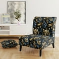 thumbnail image 2 of Designart "Opulent Navy Gold Damask V" Gold Damask Upholstered Accent Chair - Bohemian & Eclectic Arm Chair For Bedroom, 2 of 5