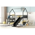 thumbnail image 4 of Twin Size Metal Bunk Bed House Bed with Slide and Staircase, Black, 4 of 13