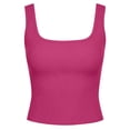 thumbnail image 4 of KHONTS Women's Scoop Neck Sleeveless Knit Tank Tops Ribbed Fitted Casual Crop Crop Tops Summer Solid Color Camisole Red S, 4 of 4