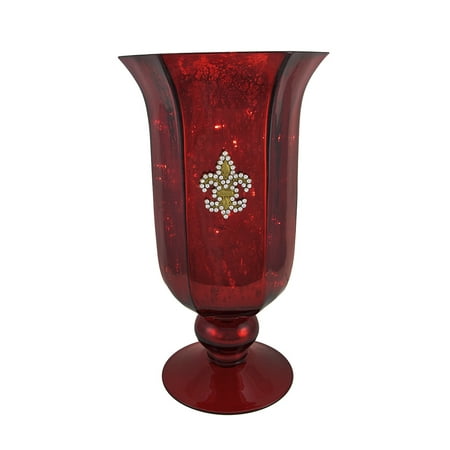 Red Gl Fleur De Lis Vase Accent Lamp With Battery Led Lights Red Gl Fleur De Lis Vase Accent Lamp With Battery Led Lights