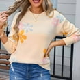 thumbnail image 2 of Bixock Women Fall and Winter Top,Women Sweater,Women's Comfortable Round Neck Long Sleeved Floral Embroidery Casual Pullover Sweater, 2 of 5