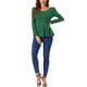 thumbnail image 2 of Camiseta peplum casual de manga larga con escote redondo para mujer M Verde Oscuro, 2 of 5