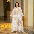 thumbnail image 5 of Women Muslims Dress Middle East Dress Full Length Dress Middle East Robe Long Sleeves Embroidered Robe Dress, 5 of 21