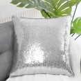 thumbnail image 2 of Unique Bargains Sparkling Sequin Decorative Throw Pillow Cover 16" x 16" Silver Tone, 2 of 8