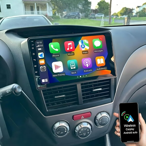 Gsuatey Car Stereo Radio for Subaru Forester 2008-2012 with Wireless Carplay Android Auto, 9 Inch Upgrade Touch Screen with WiFi GPS Bluetooth FM/RDS SWC Backup Camera MIC