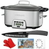 Cuisinart MSC-800 Cook Central 4-in-1 Multi-Cooker, 7 Quart Bundle with Nonstick Edge 6" Chef's Knife, 3D Cutting Board, Deco Essentials Pair of Red Oven Mitt and 60 Minute Kitchen Timer