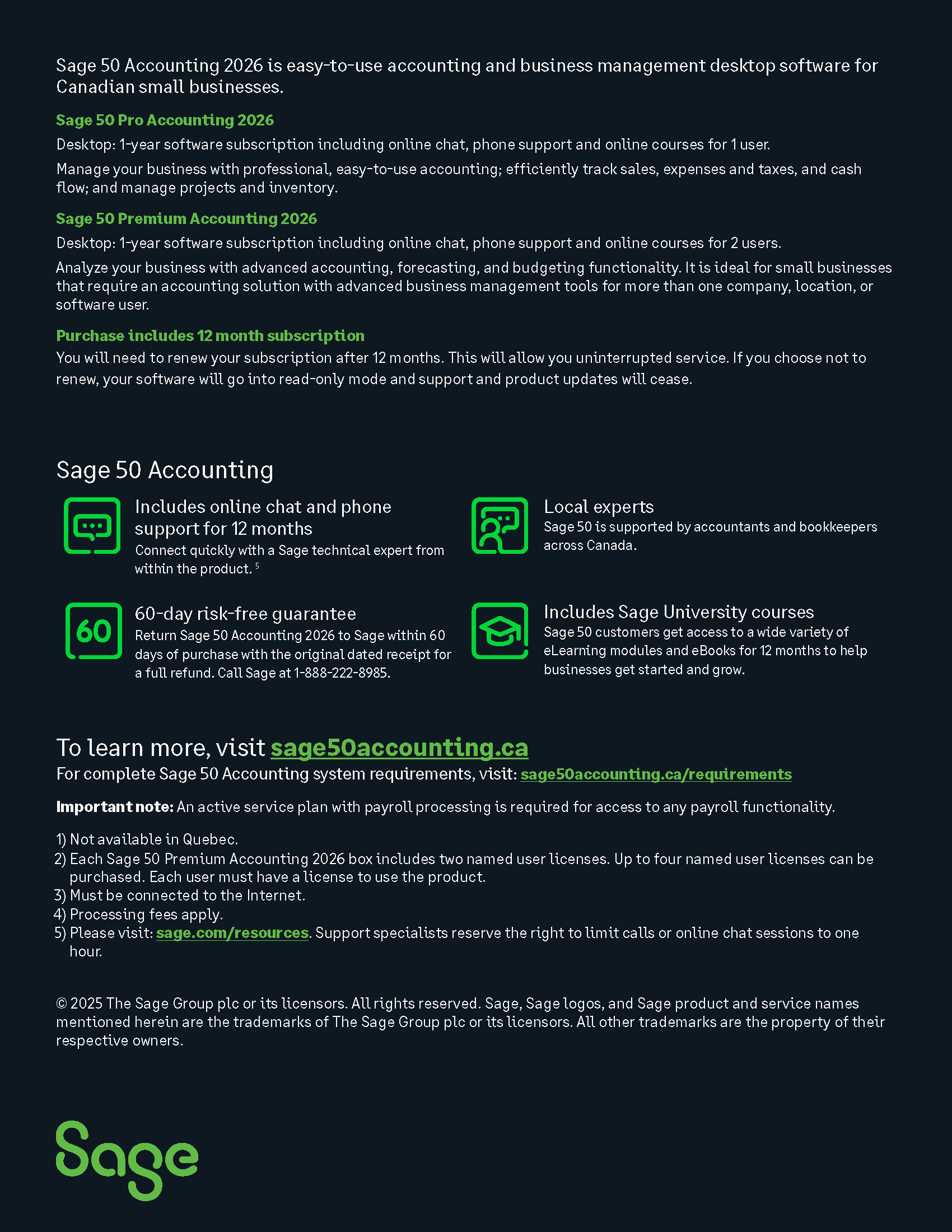 Sage 50 Premium Accounting 2026 - 1 Year Subscription [Digital Download]