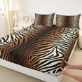 thumbnail image 3 of Homewish Chic Zebra Print Full Size Sheets,Abstract Geometric Stripes Bed Sheets,White Black Brown Sheet Sets For Adults,Breathable Home Decor,4pcs, 3 of 7