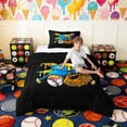 thumbnail image 2 of Erosebridal Blue Yellow Drippy Baseball Cap Print Twin Comforter Sets, Fun Sports Bedding Set for Kids Boys and Girls, Black Reversible 2pcs, 1 Comforter and 1 Pillowcase, 2 of 6