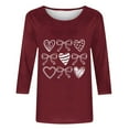 thumbnail image 4 of BLVB Womens 3/4 Sleeve Crew Neck Valentine T Shirts Heart Printed Graphic Basic Tee Tops Spring Fall Fashion Shirts, 4 of 5