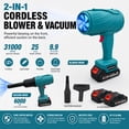 thumbnail image 2 of HIPPCRON 21V Cordless Blower Vacuum 2-in-1, 31000RPM High-Speed Motor, 1x 1500mAh Battery, US Plug, Safety Kit Included, 2 of 10