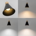 thumbnail image 4 of FSLiving Remote Control Dimmable Hanging Light with Rechargeable Battery Operated LED RGB Bulb Wood Base Black Metal Shade Adjustable Height Color Changing Timing for Storage Bedroom - 3 Lights, 4 of 8