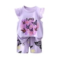 thumbnail image 6 of NAISIBABY Girls Outfit Sets, Prints Ruffles Sleeveless T-Shirt & Elastic Waist Shorts 2-Piece Kids Cute Fashion Clothes Purple 2T, 6 of 6