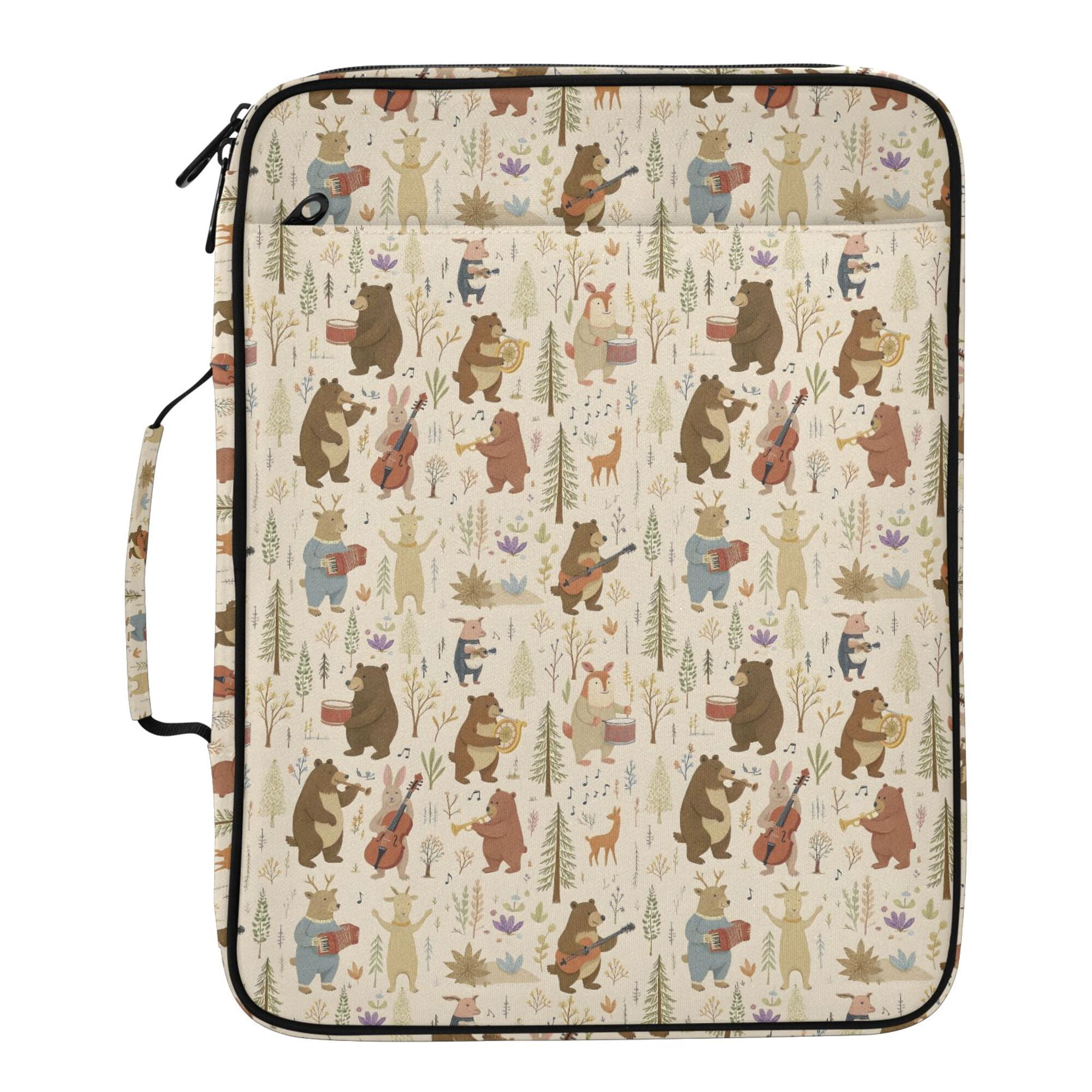 FORMRS Accordion File Folder A4 Size 7-Pocket Expanding Document Organizer Bag with 3 Ring Binder, Musical Animals Pattern