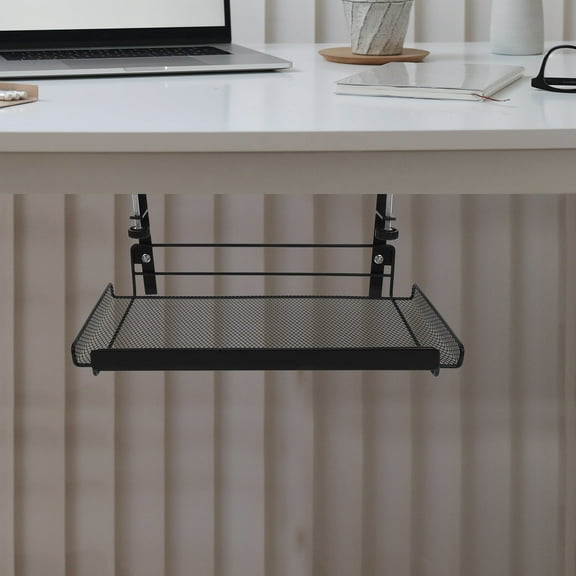 FOMIYES Small Shape Under Table Storage Hanging Basket Office 36.50X20.00X17.40CM Black
