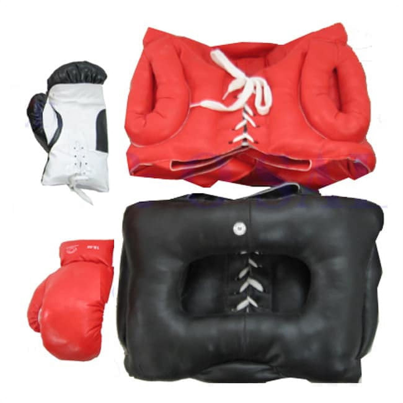Last Punch Adult PVC Boxing Gloves with Head Gear for Boxing, Black & Red, Adult-sized, 2 Piece