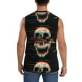 thumbnail image 4 of Goofa Glitch Screaming Skull Printed Men's Sleeveless T-Shirt - Athletic Gym Workout Tank Top for Men - Moisture-Wicking, UPF 30+ Quick-Dry Muscle Tee-, 4 of 8