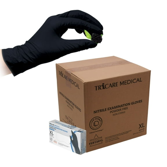 TRICARE Medical Nitrile Exam Gloves, x-Large, Case of 1000, Berry Black, Medical Grade, 3.5 Mil