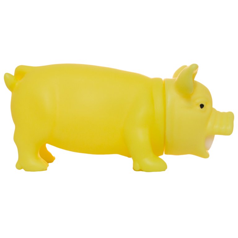 8 Inch Squeezable Rubber Squealing Pig Figurine (Yellow