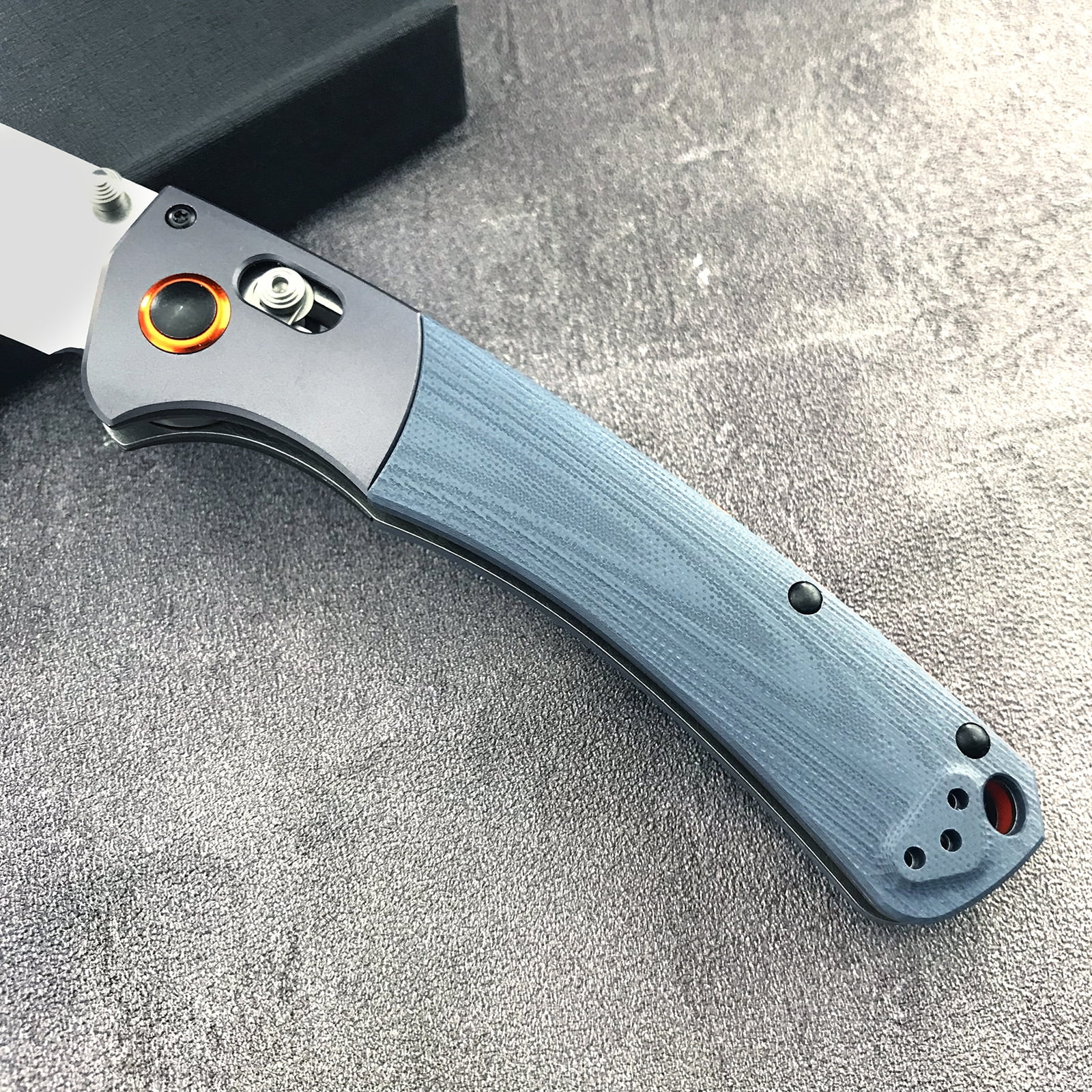 HUAAO 15080 EDC Knife, High-End Folding Knife, Red Stabilised Wood G10 Handle, Thumb or Double Handed Locking Suitable for Right and Left Handed (15080)