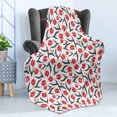 thumbnail image 4 of Tulip Soft Flannel Fleece Blanket, Original Vintage Inspired Irregular Dutch Tulips and Leaf Ornate Boho Retro Artprint, Cozy Plush for Indoor and Outdoor Use, 50" x 60", Red Green, by Ambesonne, 4 of 5