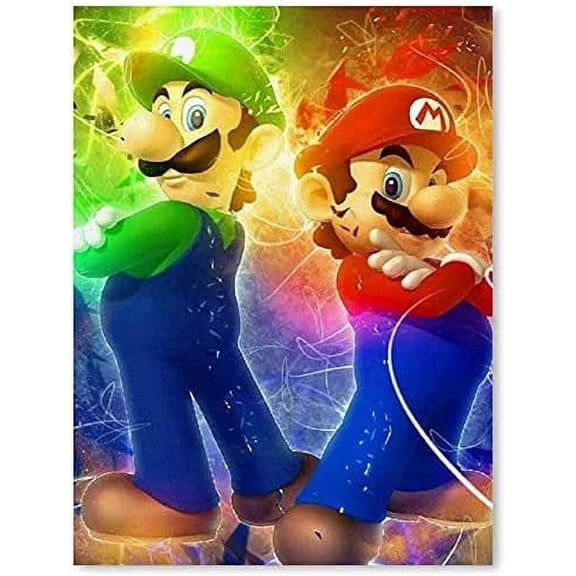 Mario Nintendo DIY 5D Diamond Digital Painting Kit Crystal Rhinestone Embroidery Cross-stitch artwork Crafts Canvas wall decoration Birthday gift 12 X 16 inches