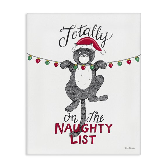 Stupell Industries Contemporary Naughty List Cat Phrase Canvas Art, 24 x 30, by Deb Strain