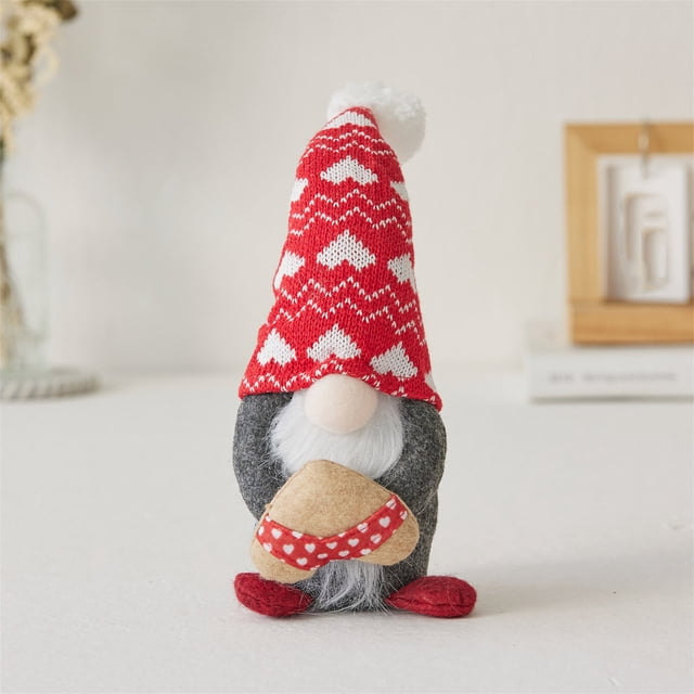 Fwttom Cadeau Chapeau Tricoté Rouge Ornement Poupée Rudolph Ornement Poupée Couple