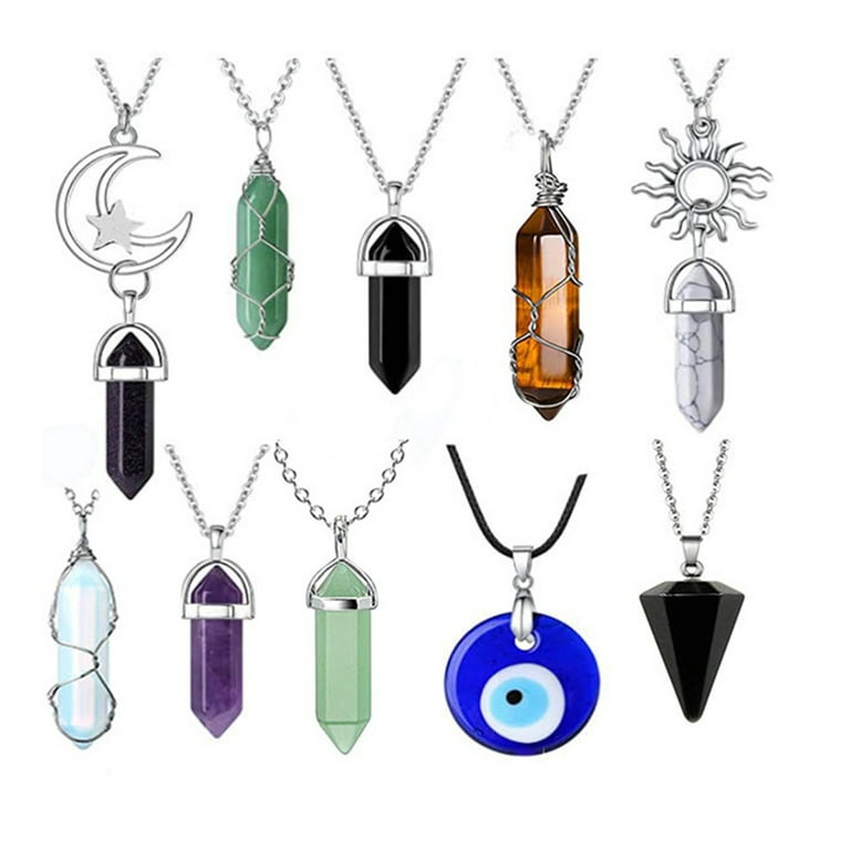 9 PCS Evil Eye Necklace Pendant for Women Men and Girls Crystal
