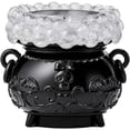 thumbnail image 3 of Halloween Witch Cauldron Candle Holder, LED Purple Light with Mist Bubbling Effect, Bat Embossed Design, Spooky Tabletop Decorative Centerpiece for Home Party Festive Display, 3 of 8