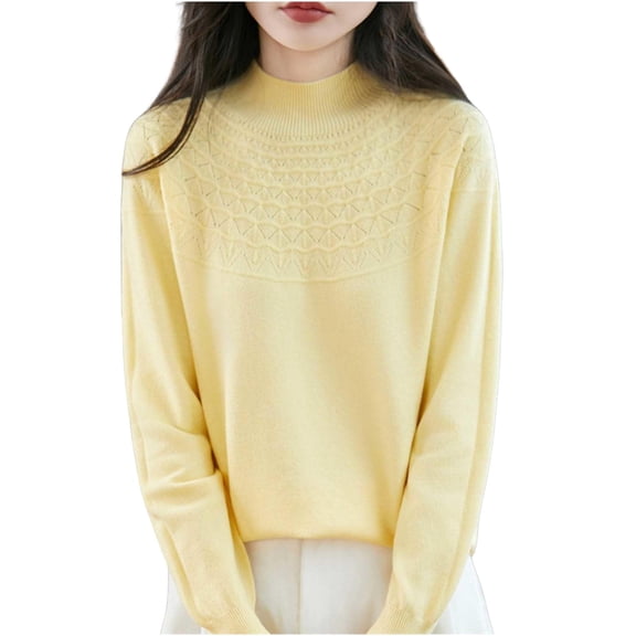 BLVB Womens Sweaters Mock Neck Long Sleeve Tops Knit Soft Pullover Sweaters Cozy Dressy Casual Shirts Fashion Clothing