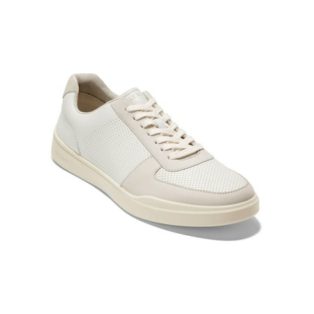 COLE HAAN Mens Ivory Color Block Logo Accents Perforated Grand Crosscourt Round Toe Wedge Lace-Up Leather Sneakers Shoes 13 M