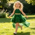 thumbnail image 6 of Zpanxa Girls Summer Dress Kid's Evening Dress Solid Round Neck Sleeveless Casual Dresses Army Green 3 Years, 6 of 7