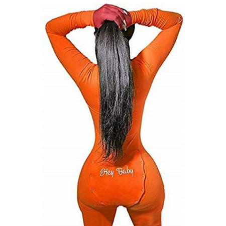 Sunisery Women s V Neck Butt Flap Pajamas Onesie Bodysuit Long Sleeve Jumpsuit