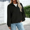 thumbnail image 2 of Fiaer Quarter Zip Pullover Women Plus Size Trendy Sweatshirts Long Sleeve Lapel Collared V Neck Pocket Tops Black XL, 2 of 5