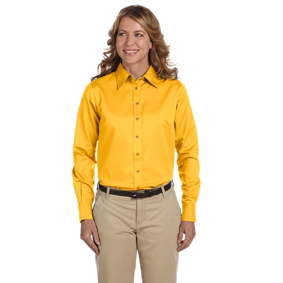 Harriton Easy Blend Long-Sleeve Twill Shirt with Stain-Release (M500W) Sunray Yellow, XS