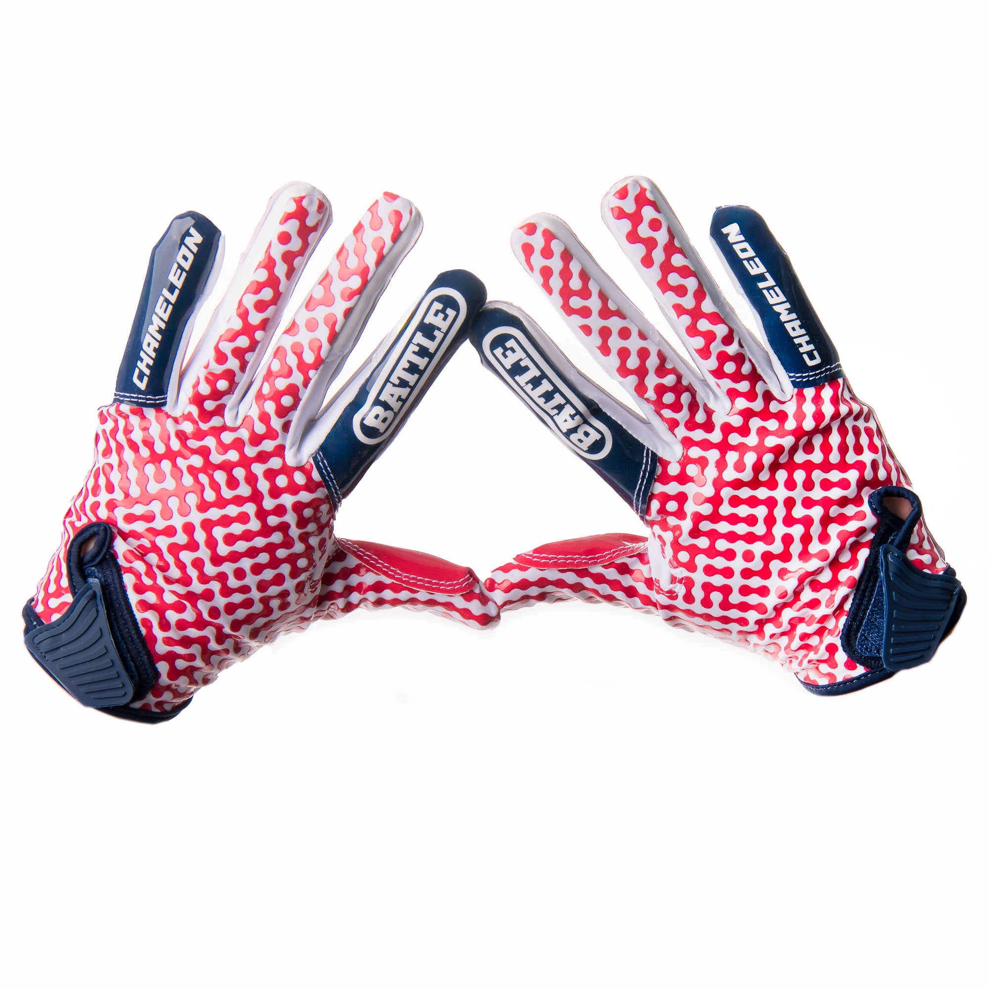 Battle Sports Adult "USA Flag" Chameleon Receiver Football Gloves - Red/White/Blue - 3XL
