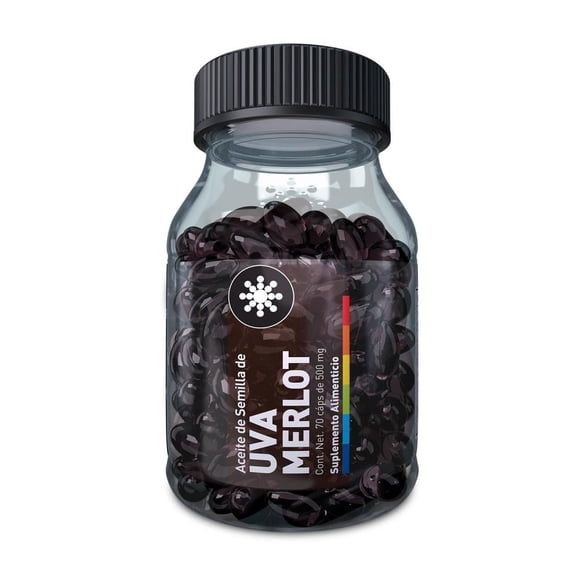 Suplemento alimenticio Essential Nutrition Aceite de semilla de uva Merlot 70 cápsulas de 500 mg