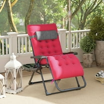 Outsunny Padded Zero Gravity Chair, Folding Recliner Chair, Patio Lounger with Cup Holder, Cushion for Outdoor, Patio, Deck, and Poolside, Red