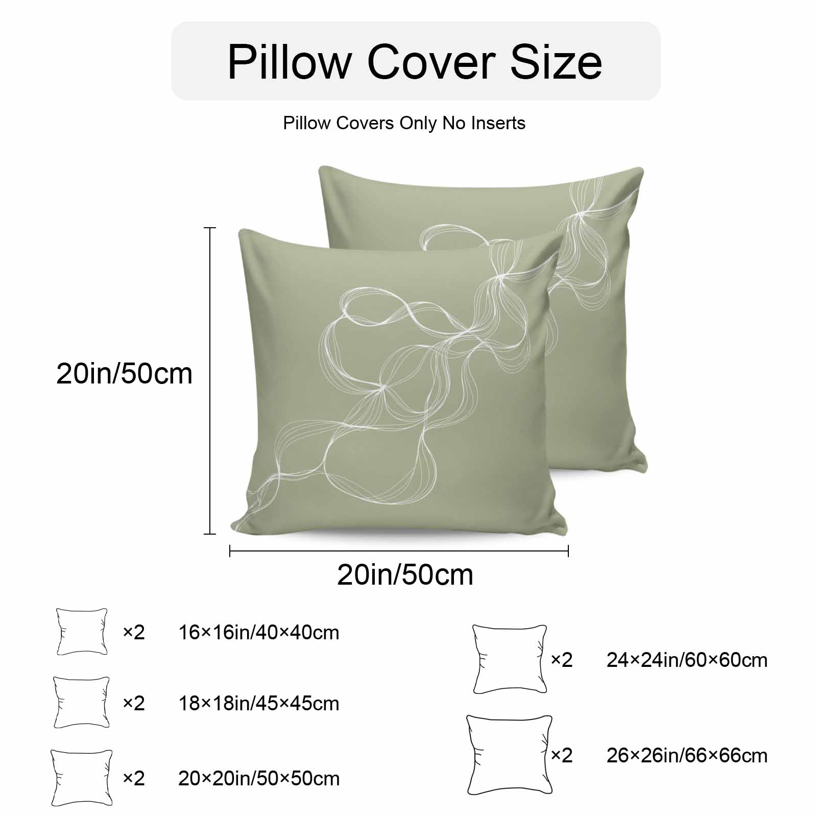 Outdoor Waterproof Throw Pillow Covers Set of 2 Sage Green Twisted Lines Decorative Pillowcases Square Outdoor Pillows Cushion Case 16x16 Inch Abstract Art Patio Pillows for Couch Sofa Bed Garden