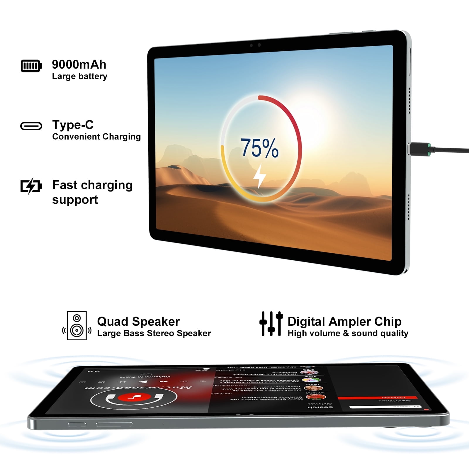 2026 Latest 11 inch Android 14 Tablet 18GB + 128GB, 2K , ‎Unisoc T616, With Case, Pen, Keyboard