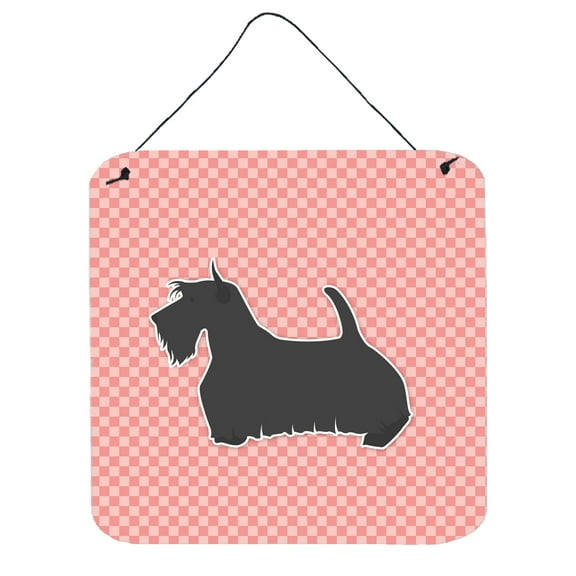 Carolines Treasures BB3669DS66 Scottish Terrier Checkerboard Pink Wall or Door Hanging Prints