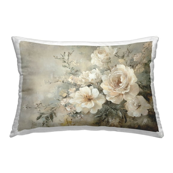 Stupell Industries Beige Faded Florals 14" x 20" Plants & Flowers Floral Print Polyester Throw Pillow, Zip Closure 1 Count