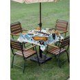 thumbnail image 4 of Outdoor Tablecloth with Umbrella Hole for Patio/Picnic/Party/Camping, Blue Delicacy Waterproof Table Cloth Square Cover Washable, Cartoon Funny Watercolor Yummy Foods (54"x 54"), 4 of 8