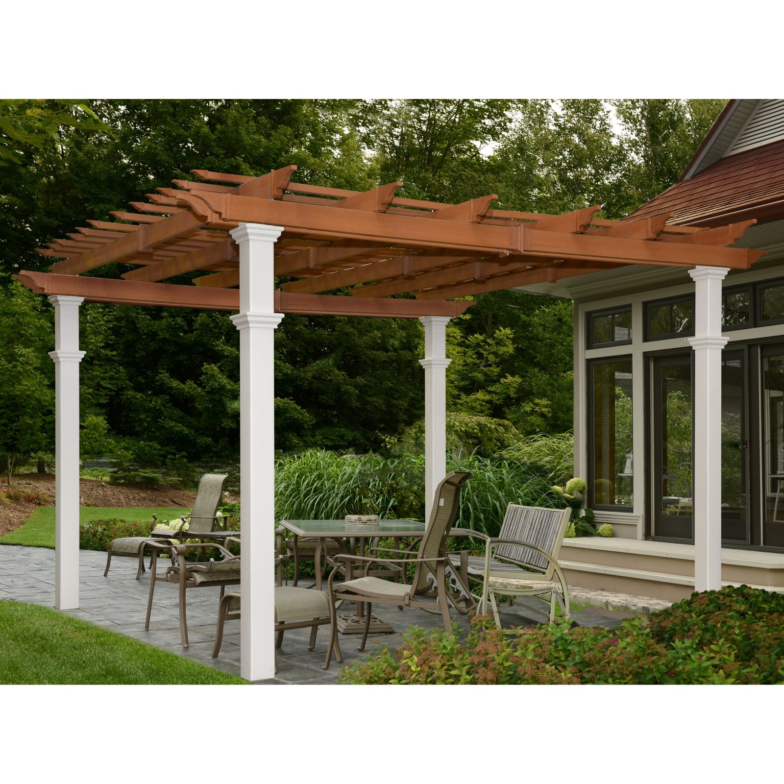 New England Arbors Bordeaux Two-Tone 10 x 10 Pergola by New England Arbors