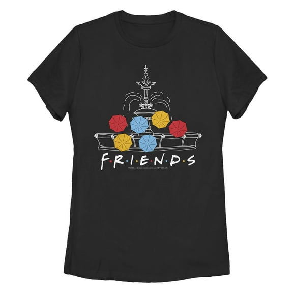Women's Friends Fountain Umbrellas Graphic T-Shirt